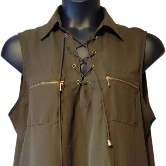 Mileage Women's Sleeveless Olive Green Blouse Size 2X - Picture 2 of 5